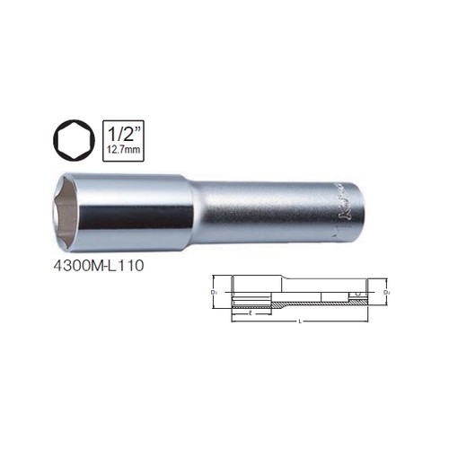 SKI - สกี จำหน่ายสินค้าหลากหลาย และคุณภาพดี | KOKEN 4300M-L110 ลูกบ๊อกซ์ ถอดล้อ ยาว 110 mm 6P (มิล) ขนาด 1/2นิ้ว-17